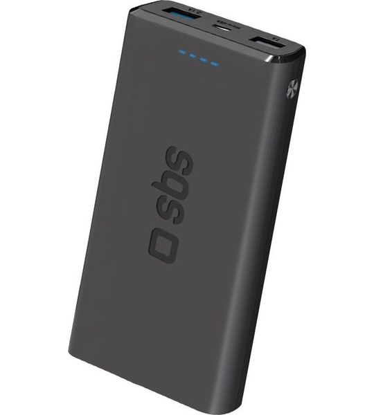 Sbs Mobile 2xusb-a & 1xusb-c 10000mah 10w Powerbank Zwart
