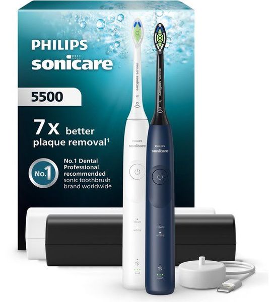 Philips Sonicare 5500 Series Duopack Hx7119/01 Elektrische Tandenborstel Zwart En Wit
