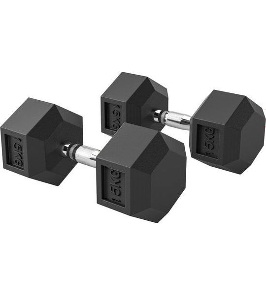 HOMCOM Rubberen Dumbbell Metaal, Rubber 15,5B x 15,5T x 33,6H cm Zwart