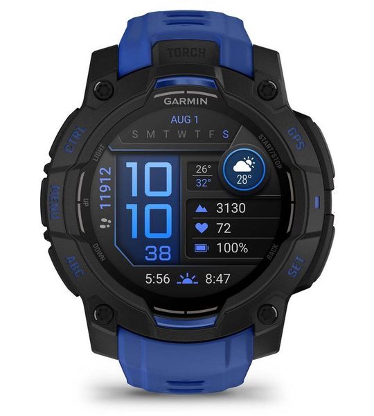 Garmin Instinct 3 45mm Amoled Zwart/blauw Smartwatch Blauw