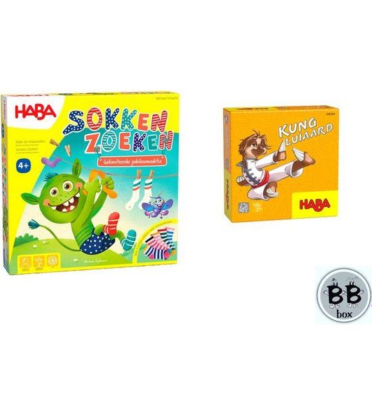 Haba Set van 2 spellen vanaf 4 jaar - Sokken Zoeken & Kung Luiaard