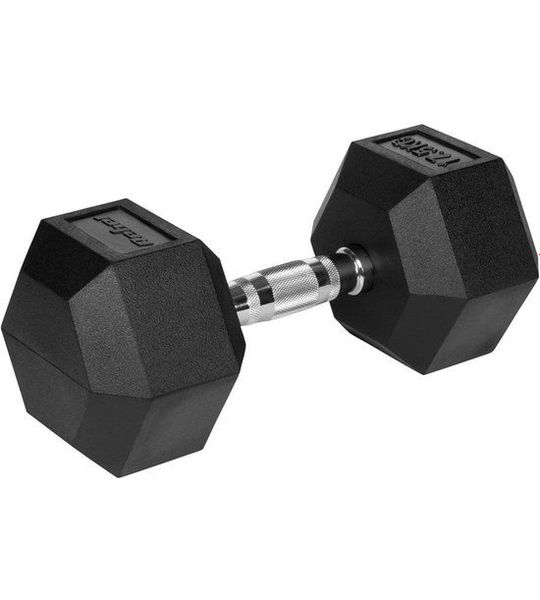 Rubberized cast iron dumbbell HEX 17.5 kg REBEL ACTIVE