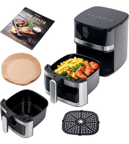 BERGMANN YA Air Fryer - 5L Capaciteit - 1400W - 8 Programma's - Kijkvenster