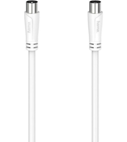 Hama Antennekabel, coax-stekker - coax-koppeling, 5,0 m, 90 dB TV accessoire Wit