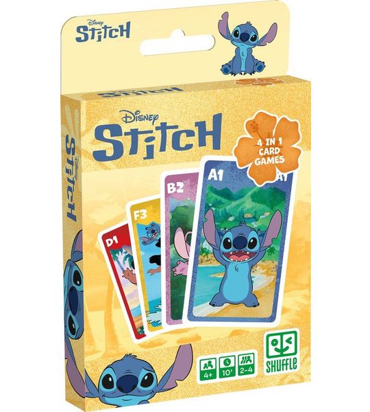 Shuffle - Kaartspellen Stitch - 4 in 1 (Kwartet, memo, snap, actiespel)