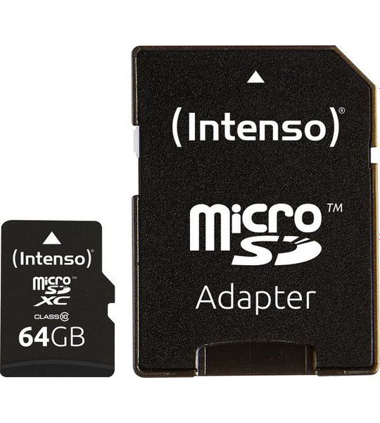 Intenso MicroSDHC Flashgeheugen 64GB zwart