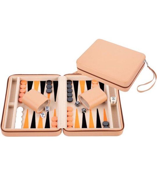 Backgammon 9'' beige zipper, beige/ oranje/zwart