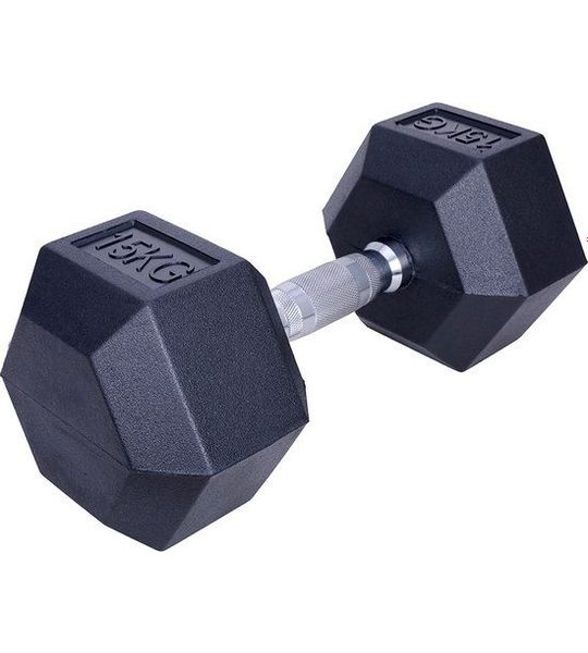 ForzaFit Hexagon Dumbbell 15 kg - Zwart - Rubber - Halter Gewicht voor Fitness