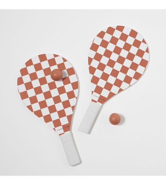 Sunnylife - Outdoor Games Strandtennis Set Checkerboard - Hout - Oranje