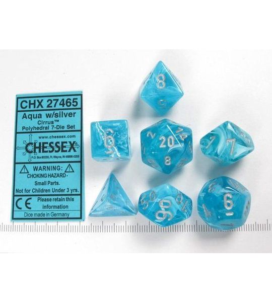 Polydice 7 Dobbelstenenset Cirrus Aqua Silver