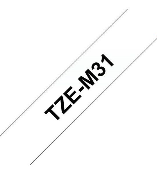 Brother TZE-M31 mat zwart op transparant breedte 12 mm