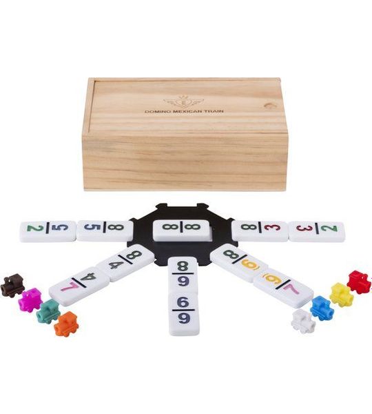 Engelhart Dominospel Mexican Train Hout Naturel/wit 65-delig