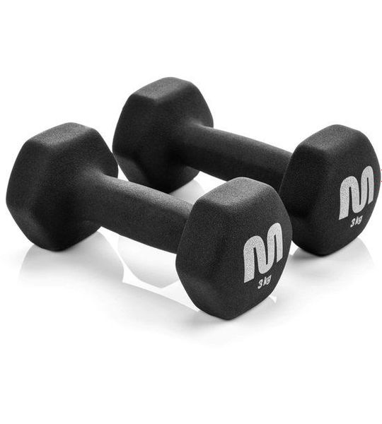 Meteor - Halterset - 2 x 3 kg - Hexagonaal - PVC-coating - Gietijzer