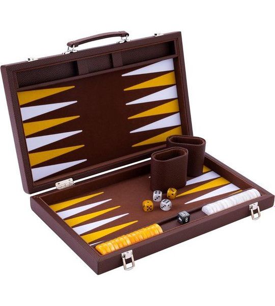 RONN® Backgammon Koffer – Luxe Backgammon Set – Bruin - 47cm x 38cm x 1cm