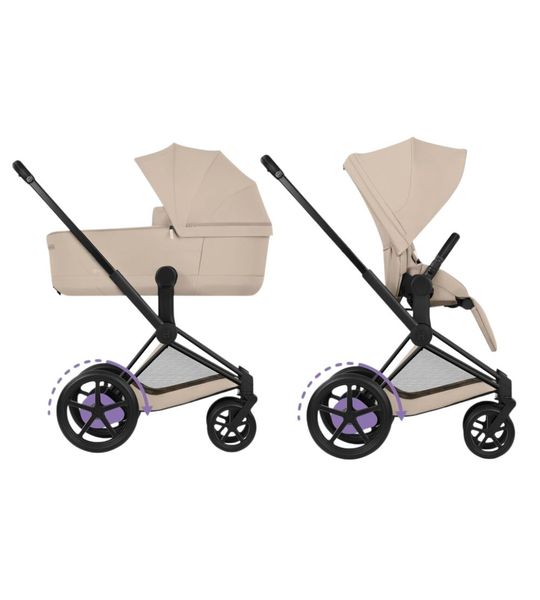 Kinderwagen Cybex e-Priam Comfort Matt Black/Cozy Beige incl. Foldable Carrycot