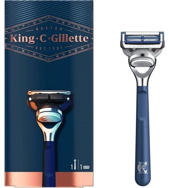 1stuks King C Gillette Hals Scheermes Blue Chrome 1-up Scheerapparaat