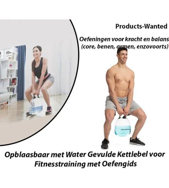 Opblaasbaar met Water Gevulde Kettlebel voor Fitnesstraining met Oefengids