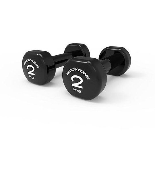 Bodytone V2 2kg Pvc-gecoate Dumbbell 2 Eenheden Zwart 2 kg