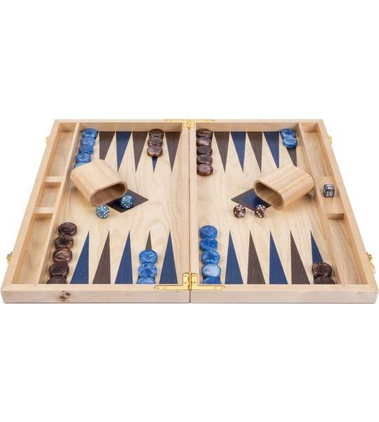 Backgammon 15" blauw & bruin trangle - Longfield