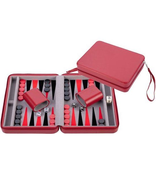 Backgammon 9", red zipper, grijs/ zwart/ rood - Longfield