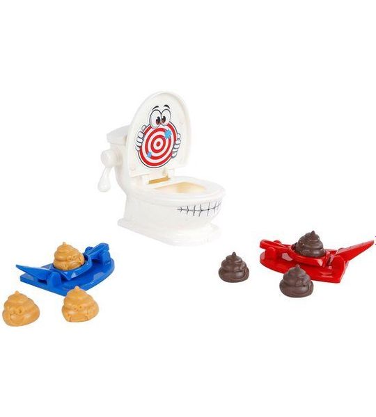 Poep schieten toilet kinderspel grappig gezelschapsspel voor kinderen.