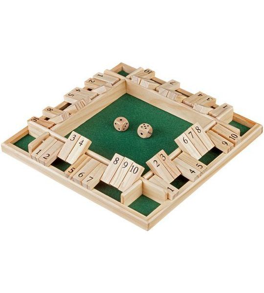 Shut the Box Spel 4 spelers 10 cijfers 29x29cm. Hout