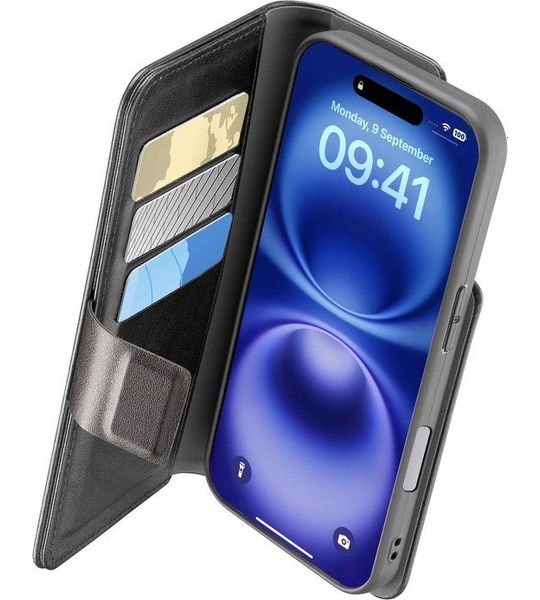 Cellularline Book Agenda Telefoonhoesje Voor Apple Iphone 16 Plus Zwart