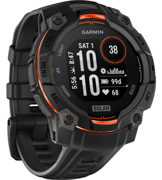 Garmin Instinct 3,45mm,Solar,Black Bezel with Black Band Smartwatch Zwart
