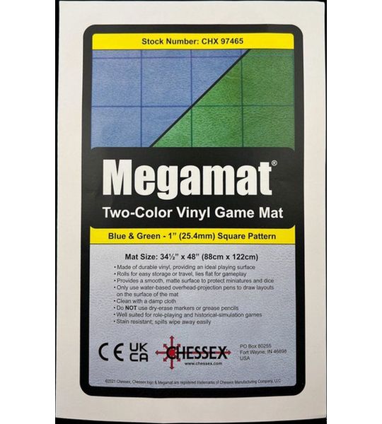 Chessex Reversible Megamat 1 Inch Squares Blauw-Groen AANBIEDING (UL)