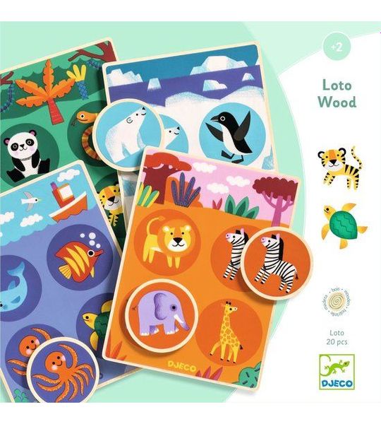 Djeco Loto Wood Lotto dieren uit de wereld