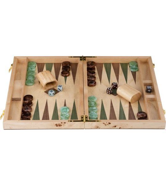 Backgammon 15" groen & bruin trangle - Longfield