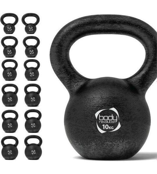 10kg gietijzeren kettlebell met stevige grip en stabiele platte bodem