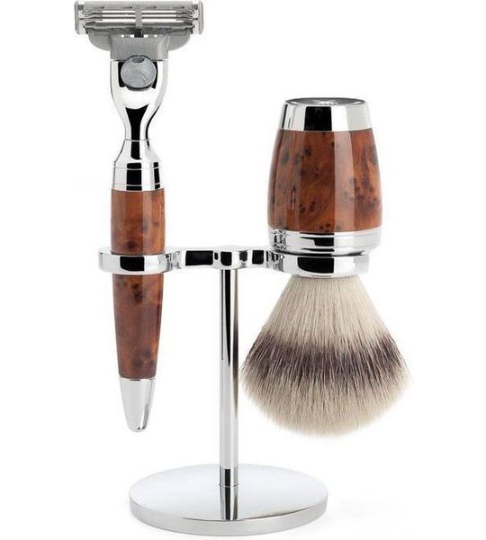 M�hle Mach3 & Silvertip Fibre Scheerset (3-Delig) Stylo Thuja Wood