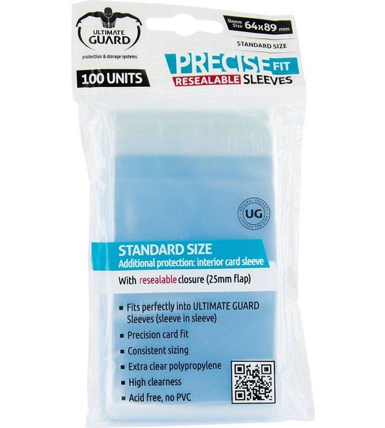 Ultimate Guard Precise-Fit Sleeves Resealable Standard Size Transparent (100)