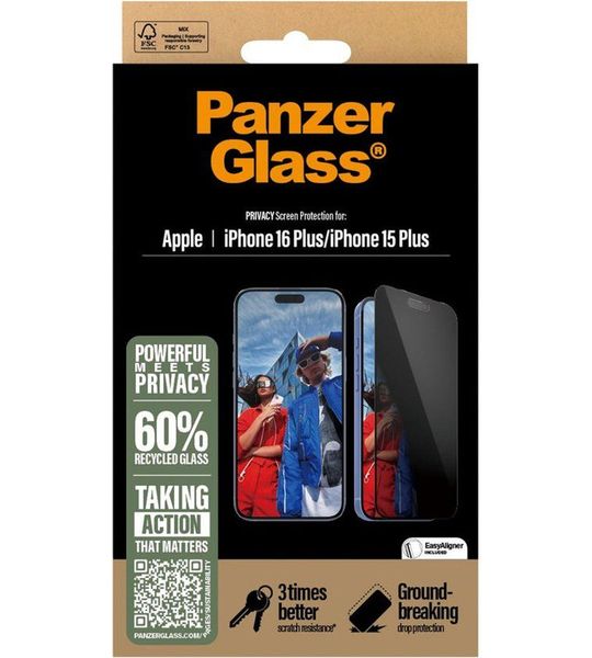 PanzerGlass Privacy Ultra-wide Fit Screenprotector Voor Apple Iphone 2024 6.7'';iphone 15 Plus Transparant