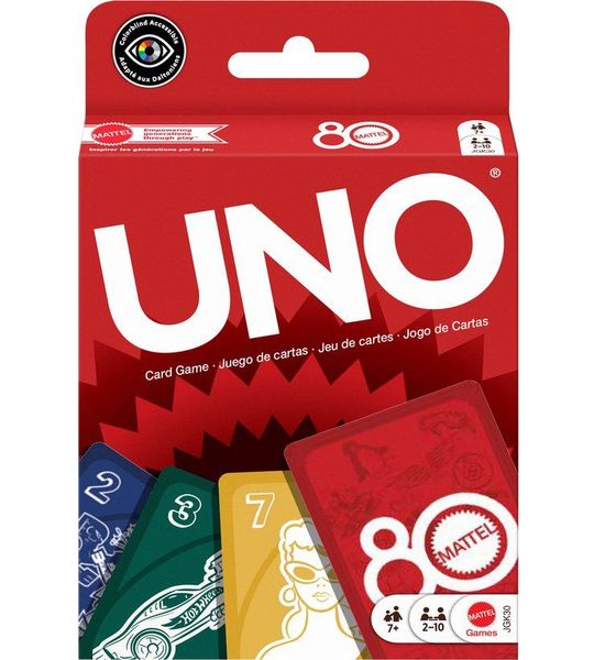 Mattel Mattel 80th Anniversary UNO Card Game Ruby Red Card Games