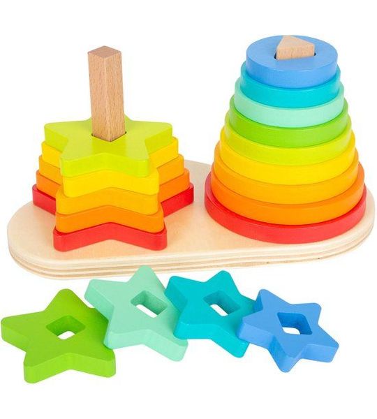 Small Foot - Houten Stapeltoren Regenboog Cirkel en Ster, 19dlg.