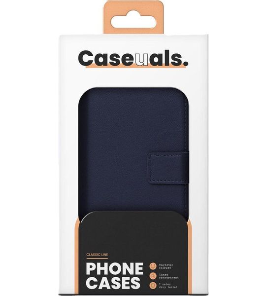 Caseuals Genuine Leather Wallet Bookcase Apple Iphone 13 - Blauw