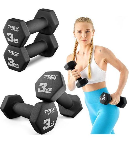 Trex Sport TX-030VD - Dumbbellset - Vinyl - Zeshoekig - 2×3 kg