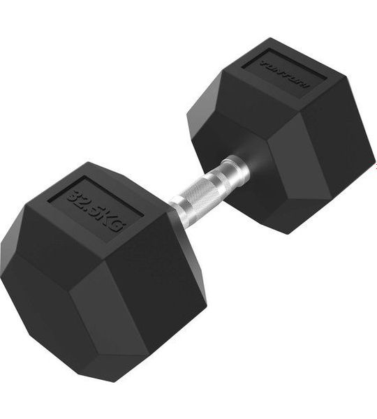 Tunturi Platinum Hexa Dumbbell - Rubber - 1x 45kg - Zwart