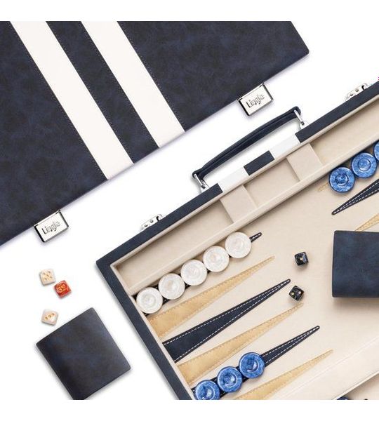 CLVP® Backgammon Koffer – Lederen Bordspel – Reisspel - Zwart en wit