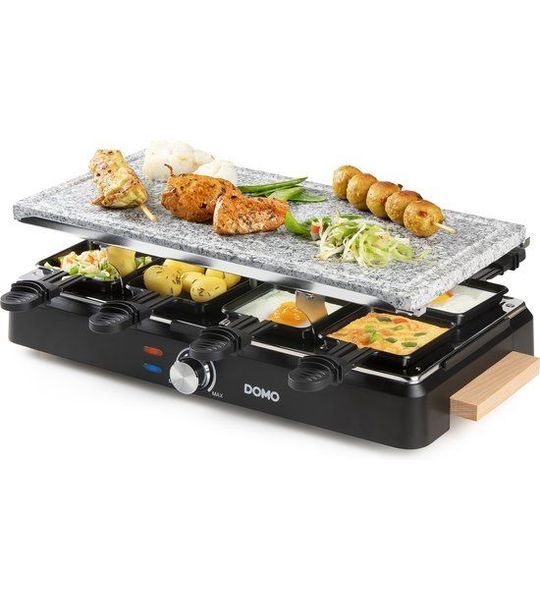 Domo Steengrill-grill-raclette - Wooden Design 8p 1400 W Raclette-grill-steengrill Zwart