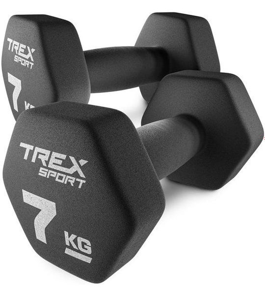 Trex Sport TX-070VD - Dumbbellset - Vinyl - Zeshoekig - 2×7 kg