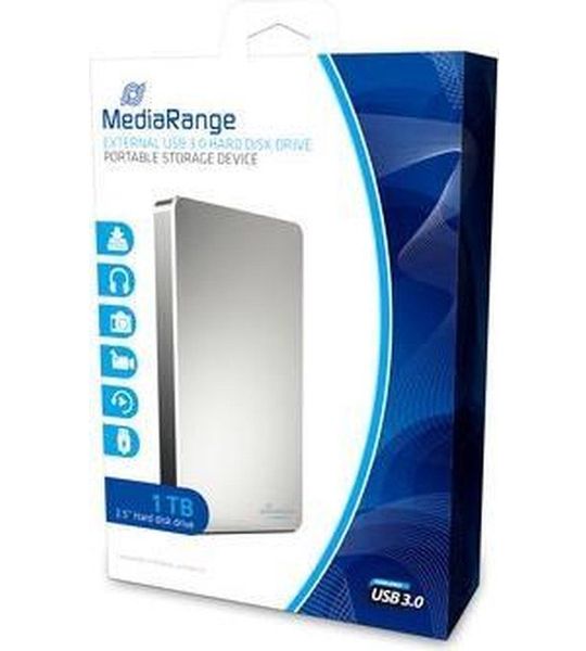 MediaRange Externe harde schijf 1TB, USB 3.0 Zilver