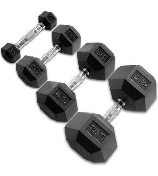 Body-Solid Hexagon Rubber Dumbbell - per Paar 32.5 KG Paar