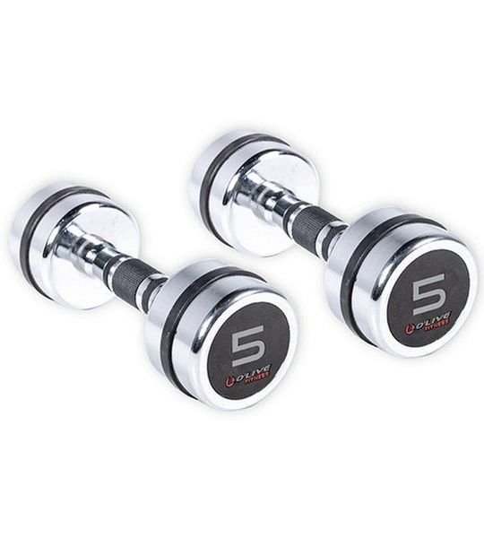 Olive Verchroomde Dumbbell 5kg 2 Eenheden Zilver