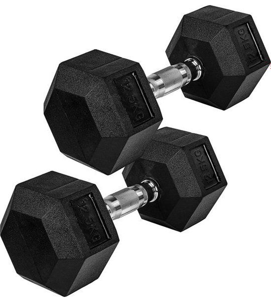 MOVIT Dumbbell - Gietijzer - Hexagon - Vaste Halter - 2 x 12,5 kg
