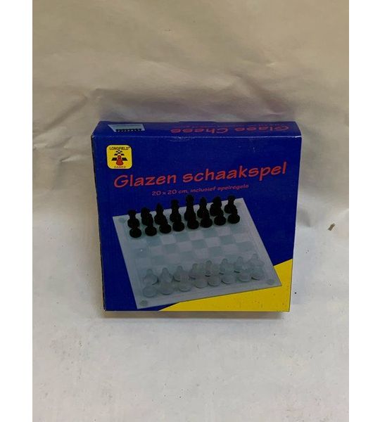 Glazen schaakset 20x20 cm Longfield games