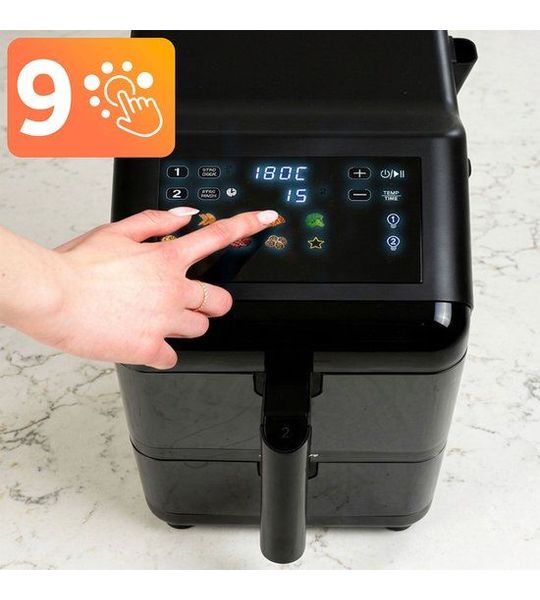 Berdsen BD-663 Serie - Dubbele Heteluchtfriteuse - 11.6L - 3000W - Zwart/Zilver