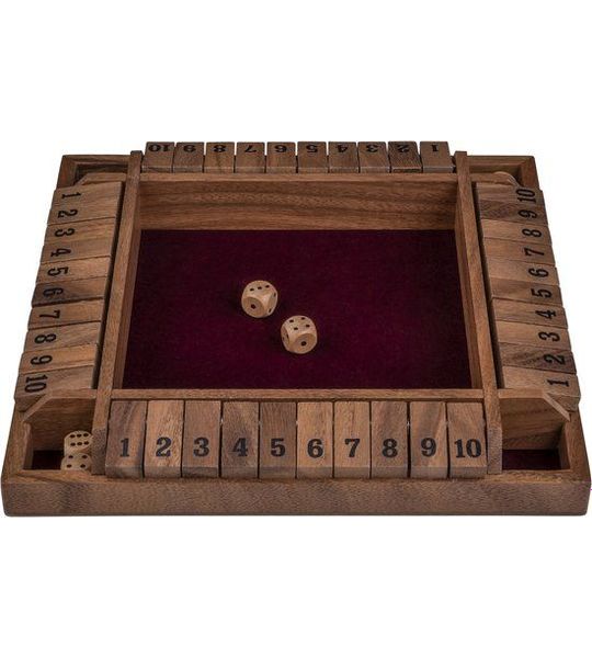 Shut the box 4 spelers Walnoot, 29 x 29 x 3,5 cm